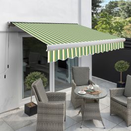 4.0m Full Cassette Electric Awning, Green stripe acrylic